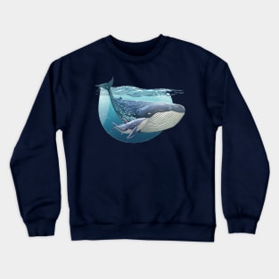 Humpback Whale Swimming with Baby Whale Crewneck Sweatshirt